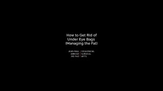 How to Get Rid of Under Eye Bags Part I: Managing the Fat - Dr. Jean-Paul Abboud