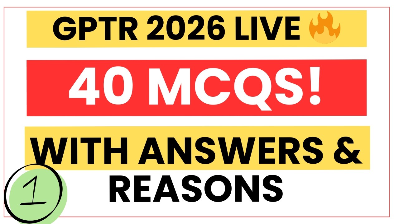 GPTR 2026 English Paper 2 | 40 Most Expected Grammar MCQs with Answers & Reasons 🔥|Complete Practice