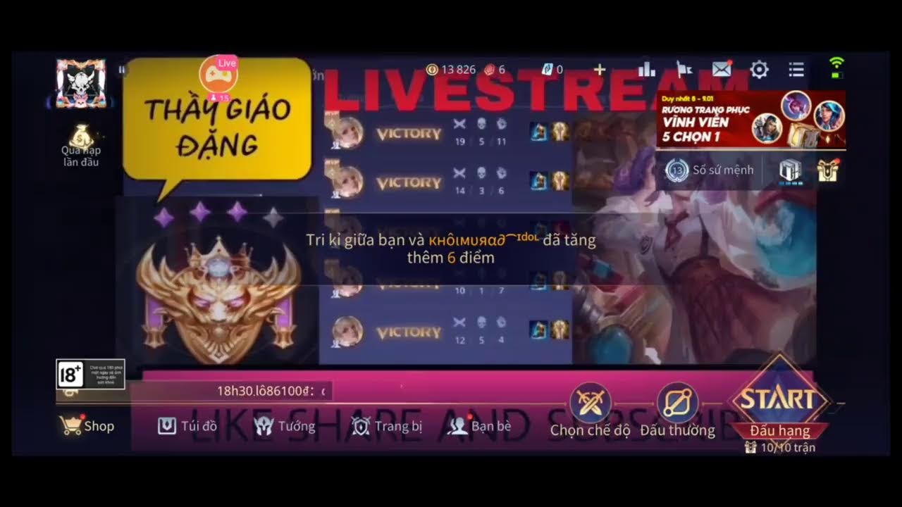 TRỰC TIẾP LIVESTREAM aov kéo rank Liên Quân Mobile  THẦY GIÁO ĐẶNG  capheny p9