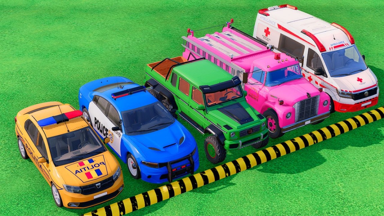 TRANSPORTING POLICE CARS, FIRE DEPARTMENT, AMBULANCE VEHICLES WITH TRUCKS ! Farming Simulator 22 #60