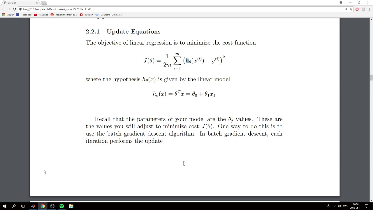 computeCost.m Linear Regression Cost Function - Machine Learning