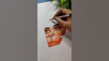 Day -1 Hanuman ji drawing with coloured pencil 🔥#shorts #hanumanji #drawing