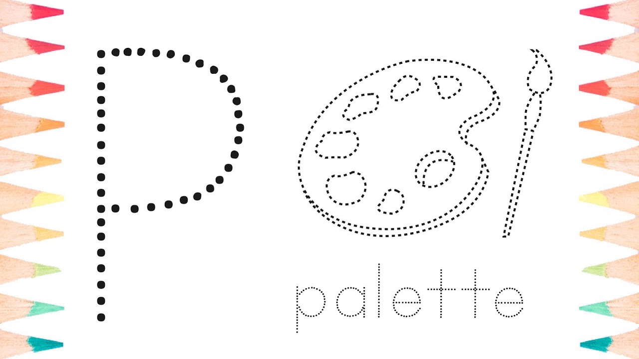 Learn Alphabet P Words with Drawing and Coloring 알파벳 P 단어 "팔레트" 그림