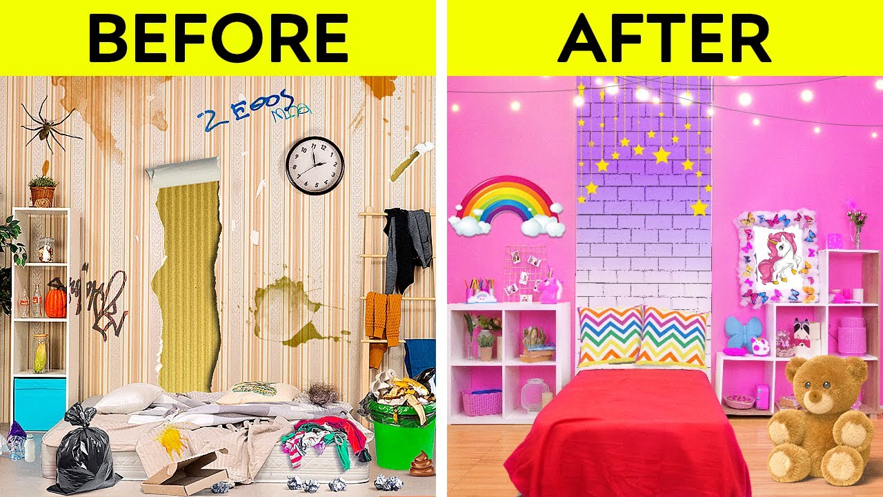⁣AWESOME ROOM MAKEOVER || We Built Our Dream House! Genius DIY Ideas and Crafts by 123 GO!
