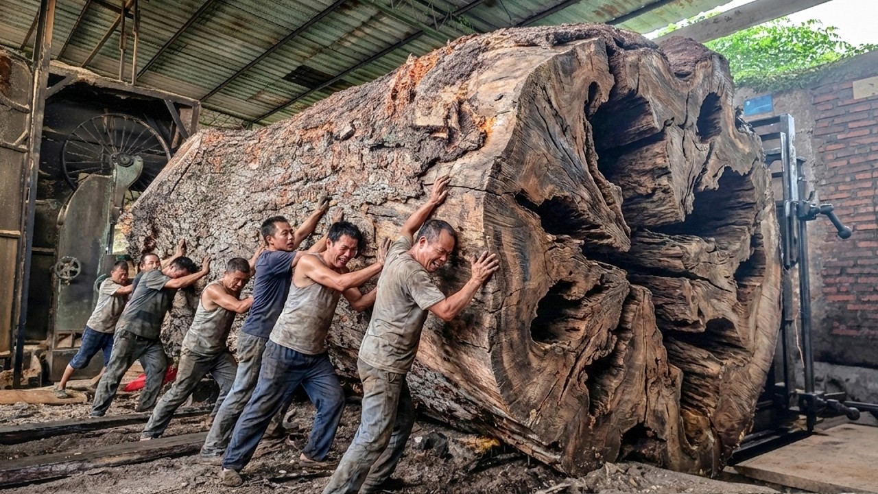 Montserrat Watches the Art of Sawing Massive Trembesi Wood Blocks with ...