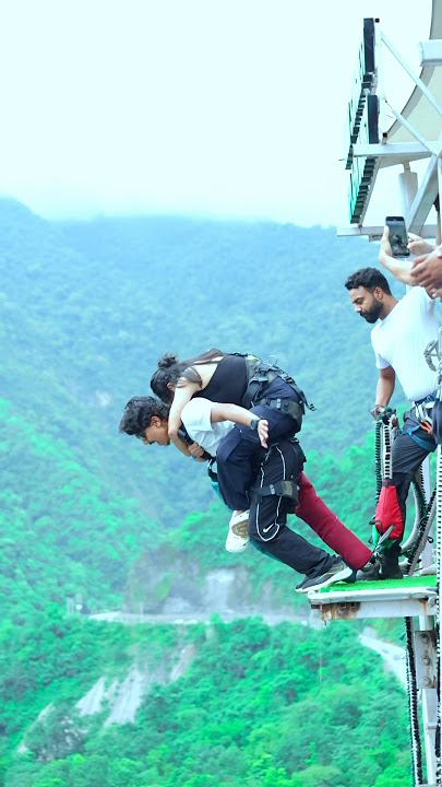 Couple bungee jump Rishikesh #adventure #uttarakhand #bungeejumping