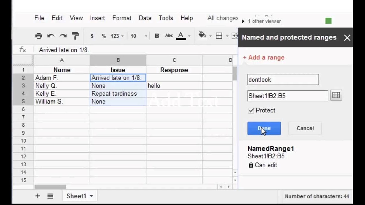 Google Sheets - Protect Cells - YouTube