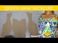 How to draft and cut a QUEEN ANNE NECKLINE | Beginners Friendly Tutorial