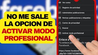 No me sale ACTIVAR  MODO PROFESIONAL EN FACEBOOK /Como CONVERTIR mi Perfil de FACEBOOK en una PAGINA