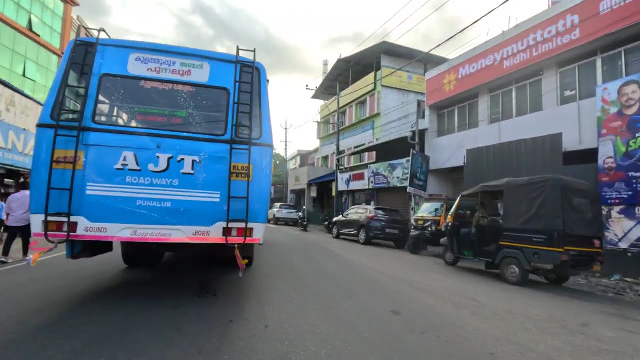 NH 744 🔥 Tenkasi - Punalur Stretch 🔥 City Drive, Kerala, India 🔥 Scenic Bike Ride 🔥 4K 60 FPS