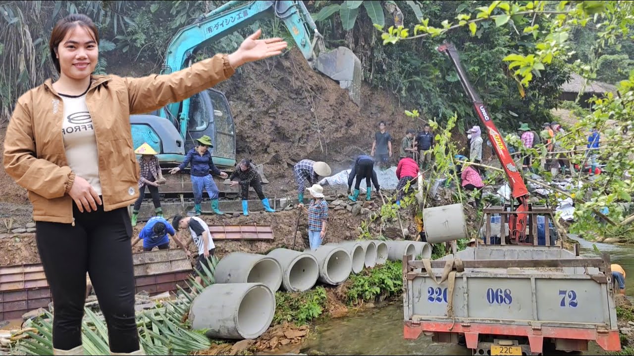 FULL VIDEO:The driver and the girl with all the villagers,poured concrete over the stream.