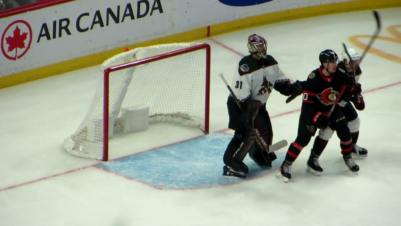 Scott Wedgewood in action during the Coyotes @ Senators hockey game