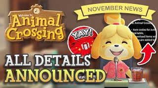 Nintendo CLARIFY Animal Crossing Details (November News for ACNH & ACPC)