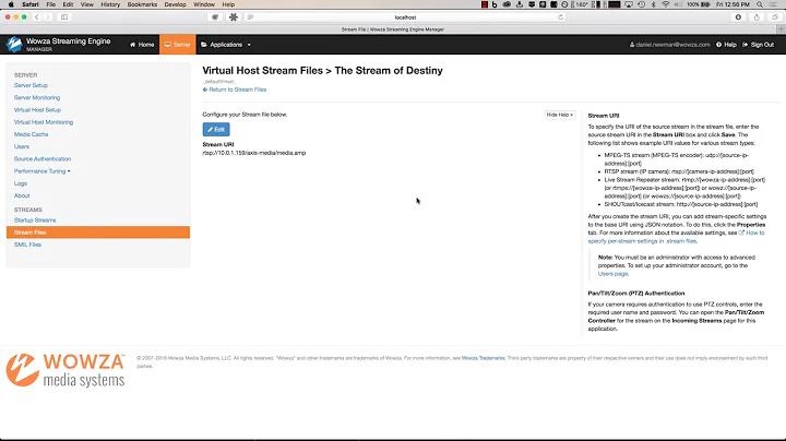 Sending Video from an IP Camera to Wowza Streaming Engine