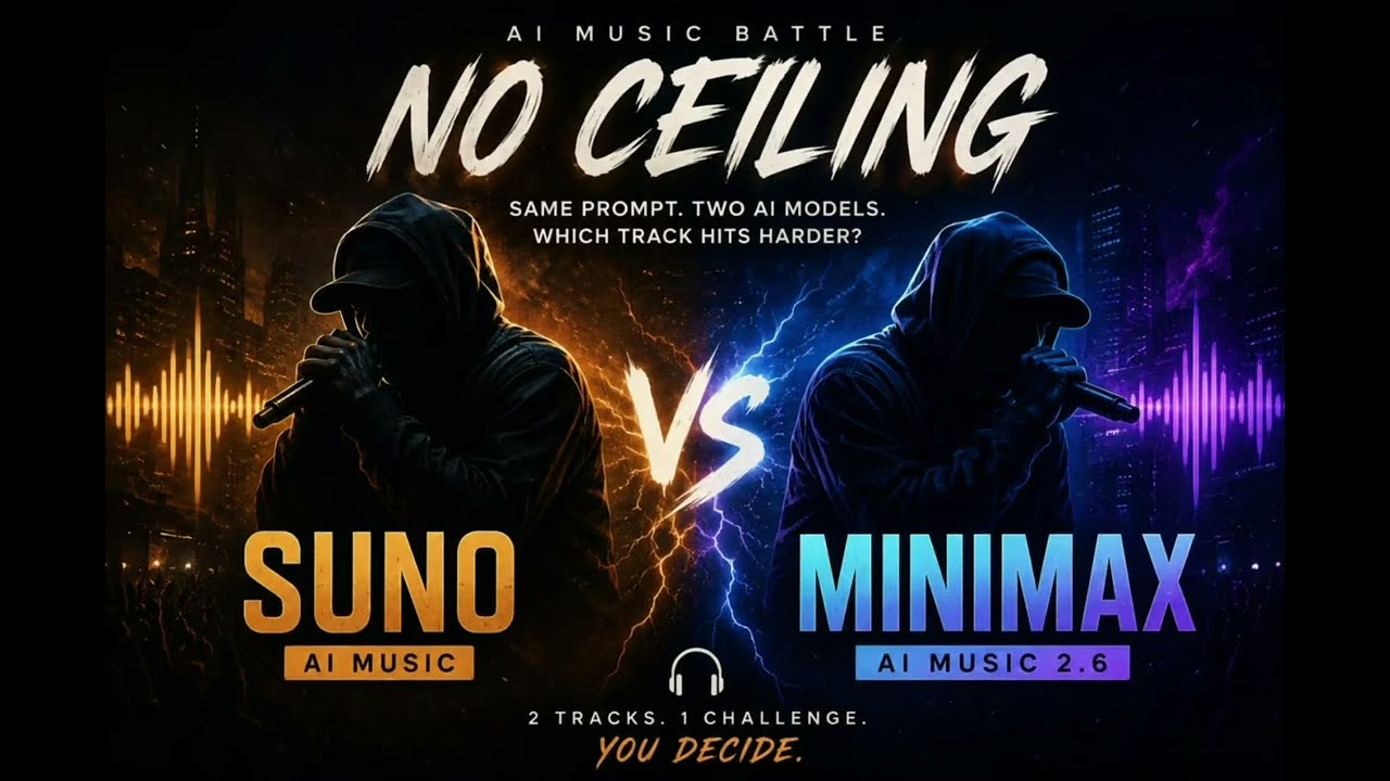 Suno v5.5 and MiniMax Music 2.6 No Ceiling rap battle comparison