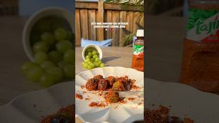 Tajin Fruit Roll-Up Frozen Grapes #recipe #recipeoftheday #easyrecipe #dessertideas #fruitrollup