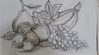 Easy pencil shading Fruit Composition for beginners