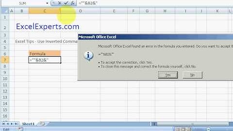 ExcelExperts.com - Excel Tips - Use Inverted Commas In Excel Formula
