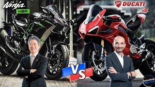 SEHARGA APARTEMEN MEWAH! Perbandingan Kawasaki Ninja H2R vs Ducati Panigale V4, Mana Unggul?