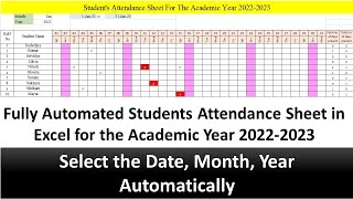 How To Create Fully Automated Attendance Sheet in Excel | Change the Month, & Days Automatically screenshot 3