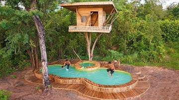 Build a Private Bamboo Swimming Pool Design Under Tree House