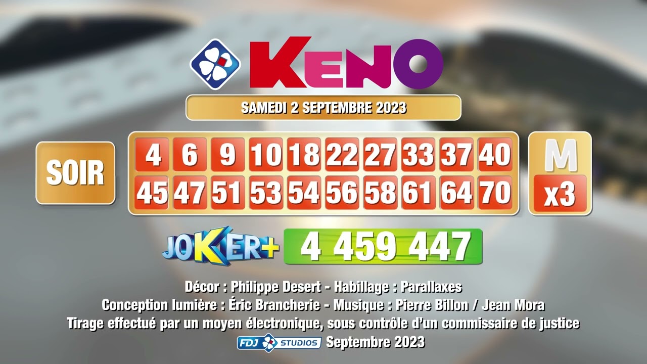 Tirage du soir Keno du 02 septembre 2023   Rsultat officiel   FDJ