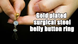 Gold plated surgical steel belly button ring 04-30
