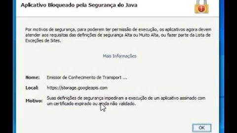 Aplicativo Bloqueado pela Segurança do Java  - Emissor CTE Bloqueado