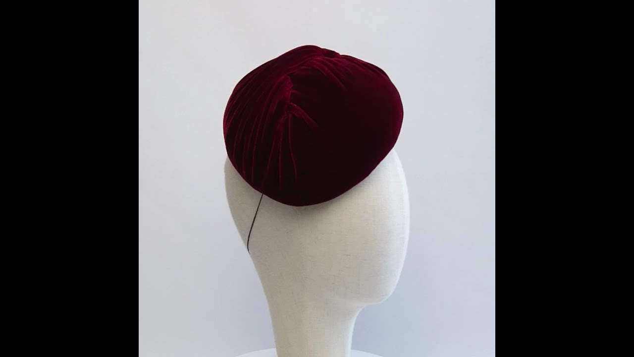 Morgan Kari Designs burgundy velvet beret Beret with brooch and African print dress main image 4