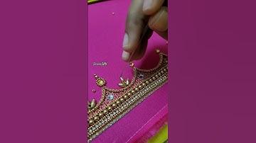 wheat bead stitching method in aariwork💖 #saransdiy #aariwork #mangamwork #aariclass #simpleaariwork