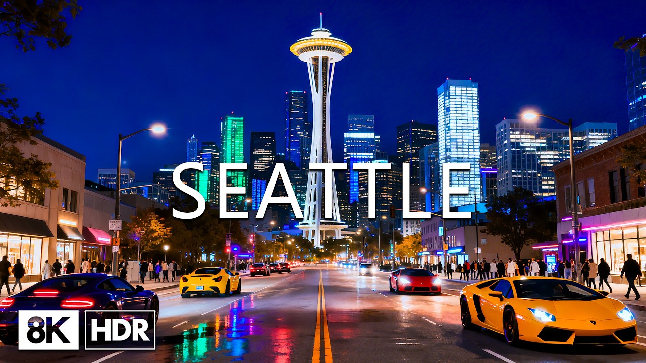 Seattle 2026 8K 🇺🇸 Iconic Space Needle, Modern Amazon Spheres & Dazzling Elliott Bay