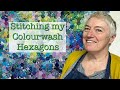 Stitching The Blue Hexagon Quilt and an ANNOUNCEMENT!