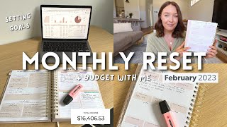 FEBRUARY MONTHLY RESET | budget with me, reaching milestones + setting new goals 💰✨