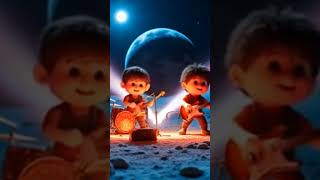 A band of adorable dolls rocks out on the moon's surface.