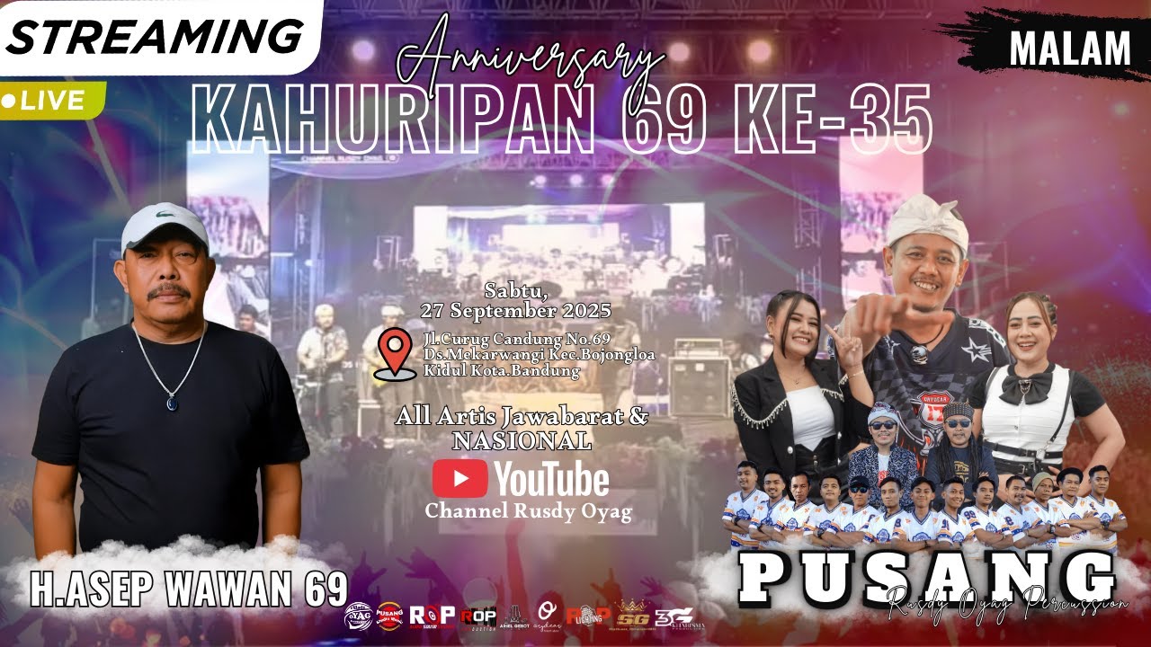 🔴LIVE MALAM RUSDY OYAG PERCUSSION || Anniversary KAHURIPAN 69 KE - 35 Th 