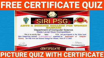 Picture Quiz With Free Certificate l Computer Certificate Quiz l Online Quiz Certificate Free
