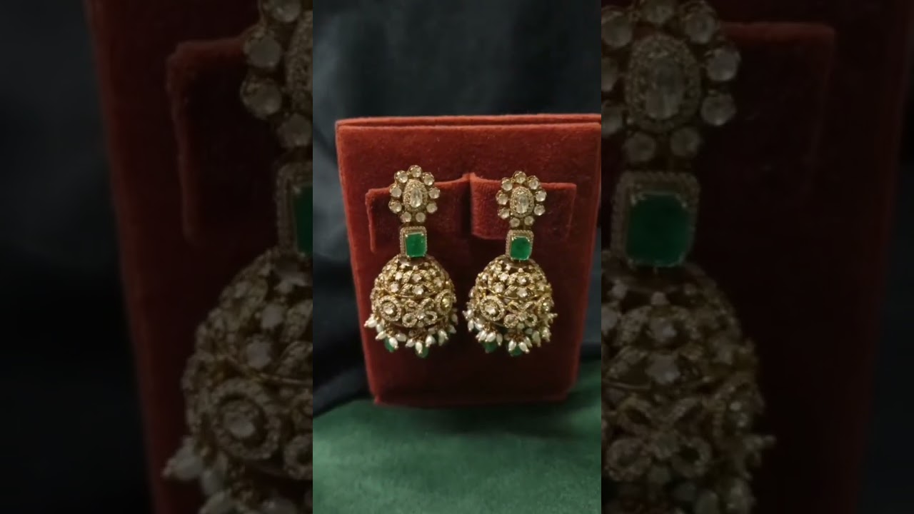 Victorian jumkas with premium polkies..gold plated silver jewellery