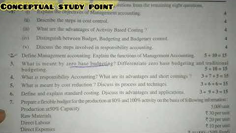 Management accounting Question paper of B.com 6sem 2020-21 Kuk&Crsu University