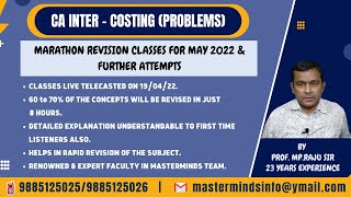 CA Inter | Costing | English & Telugu | Marathon revision for May 23 & Further Attempts