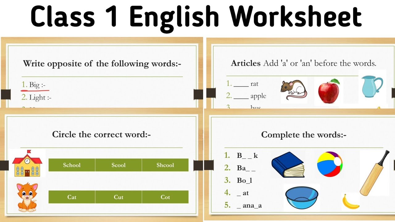 Class 1 English Worksheet Grade 1 English Grammar Worksheets Cbse Class 1 Youtube