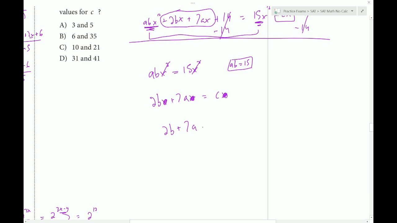 sat math from collegeboard test