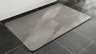 Watch How Fast This MontVoo Bath Mat Rubber Backing Non SlipThin Bathroom Rugs Fit Under Door