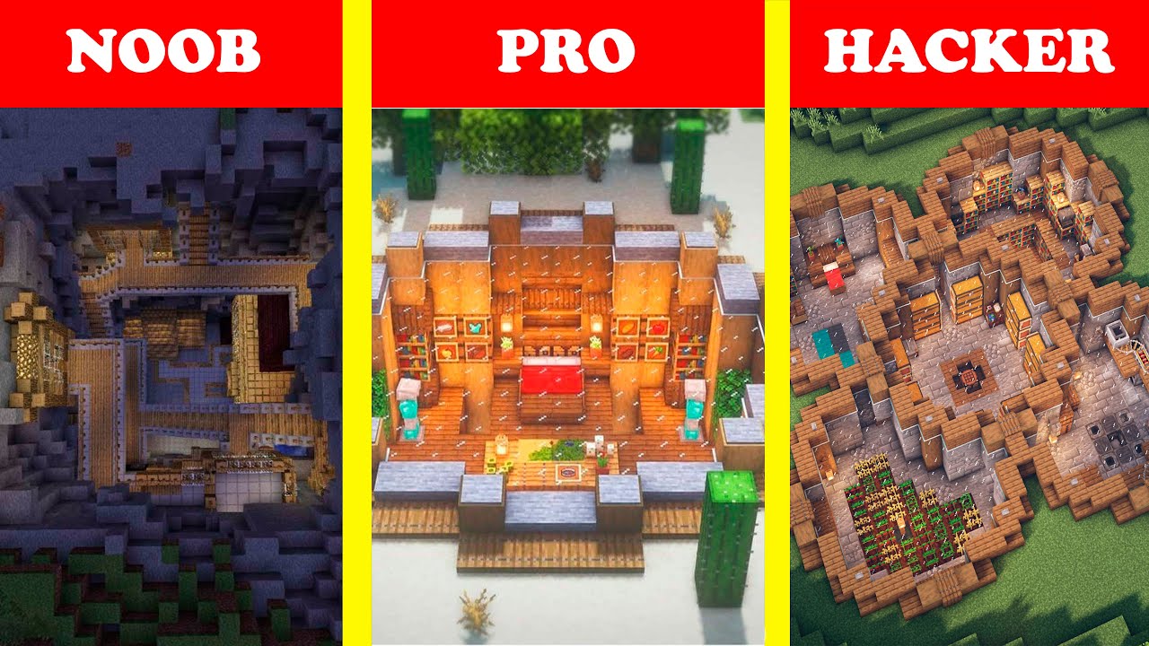 Minecraft NOOB vs PRO vs HACKER: UNDERGROUND BASE HOUSE BUILD CHALLENGE ...