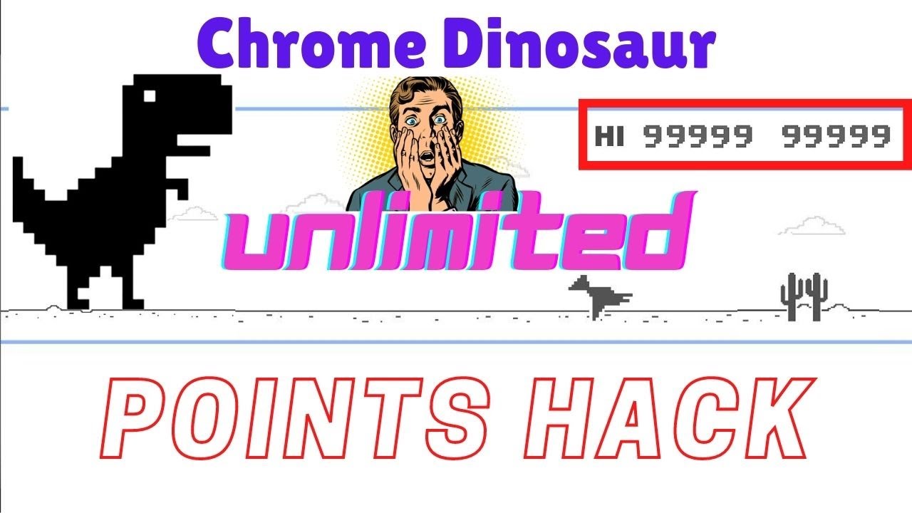 How To Get Unlimited Points In Google Chrome Dino Game, Run Forever, Chrome Dino Cheats, Secret