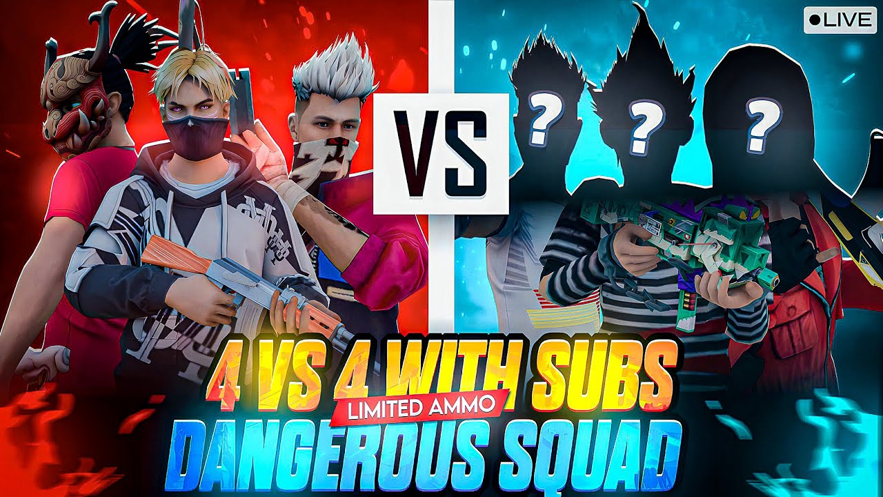 Free Fire Live In Telugu - 4 Vs 4 With Subscribers Squad - Unlimited ...