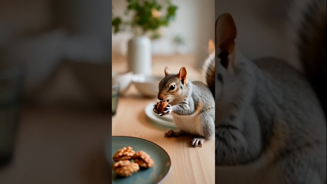 Squirrels Eating Walnuts – Cat Attacks and Causes Total Chaos 