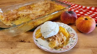 Easy Peach Cobbler - ONLY 3 Ingredients - Dump Cake Cobbler - The Hillbilly Kitchen