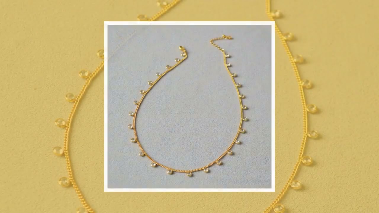 Cubic zirconia bean pendant dainty necklace