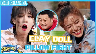 Mud pillow fight! YUQI versus Angelabbay~|#keeprunningoriginal