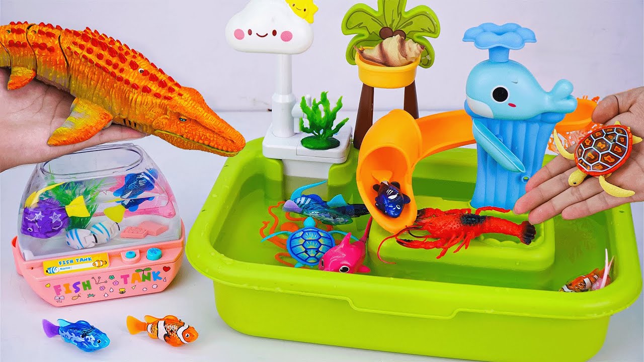 [🦈toy asmr🦈] ZURU RC Mosasaurus & Robo Turtle Swimming ASMR 💙 Satisfying with Unboxing